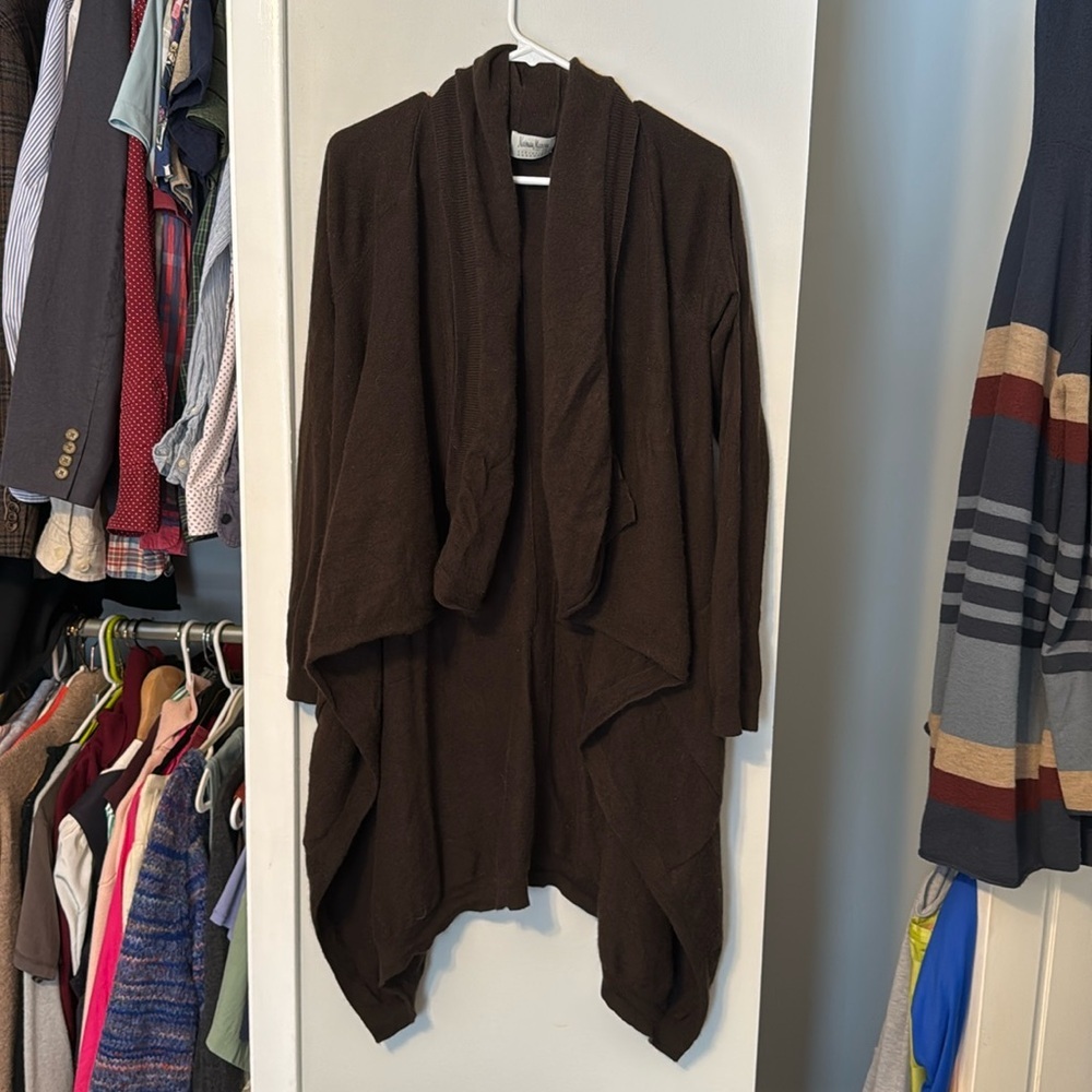 Neiman Marcus cashmere drape sweater, chocolate brown, one size